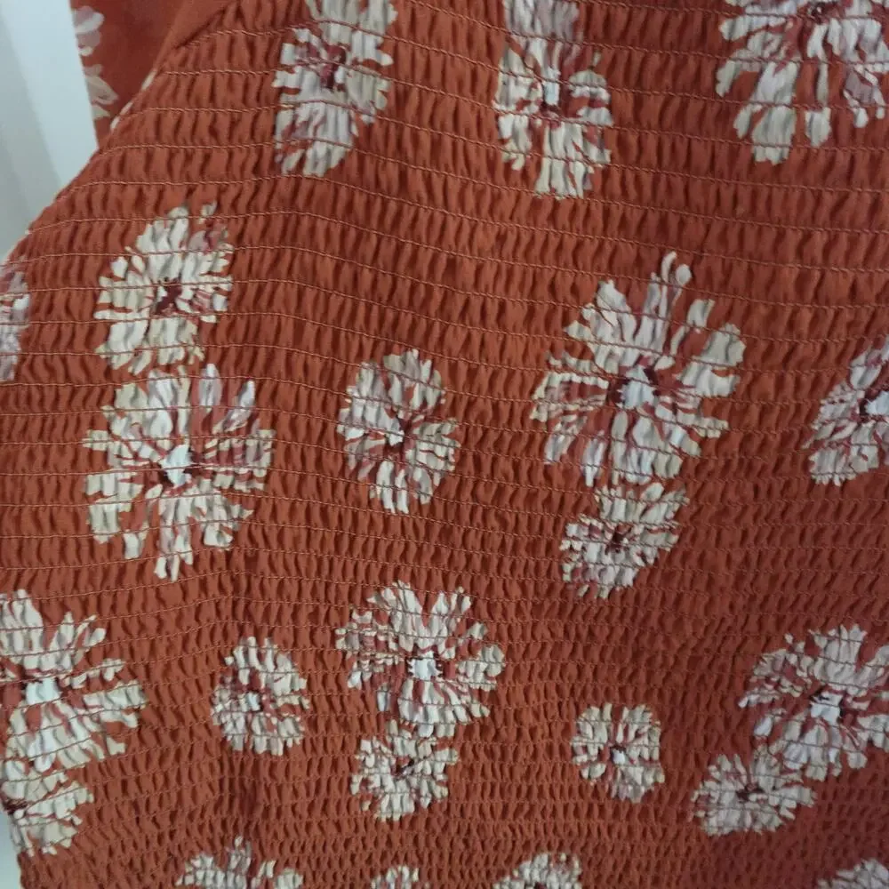 Madewell (Re)sourced Georgette Lucie Puff-Sleeve Smocked Bodice Top Moody Blooms